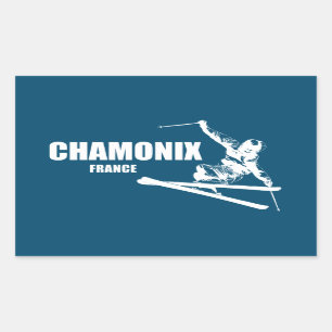 Sticker Rectangulaire Chamonix France Skier