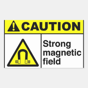 Sticker Rectangulaire Champ magnétique de PRÉCAUTION
