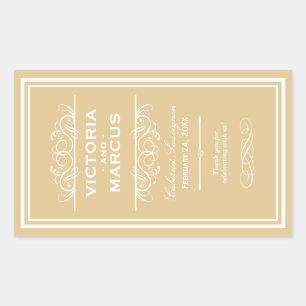 Sticker Rectangulaire Champagne Mariage élégant Monogramme Bouteille de 