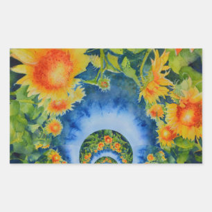 Sticker Rectangulaire Champs de tournesol pour toujours