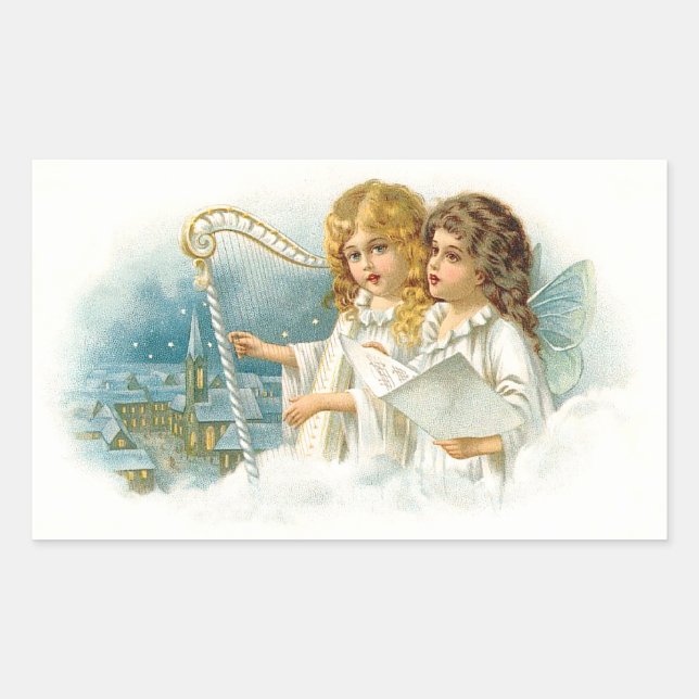 Sticker Rectangulaire Chanter les anges de Noël (Devant)