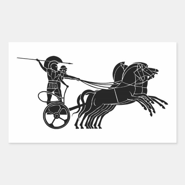 Sticker Rectangulaire Chariot (Chariot), dessin de relief grec (Devant)