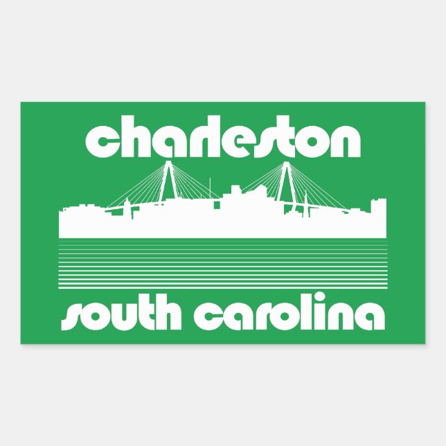 Sticker Rectangulaire Charleston, Caroline du Sud (Devant)