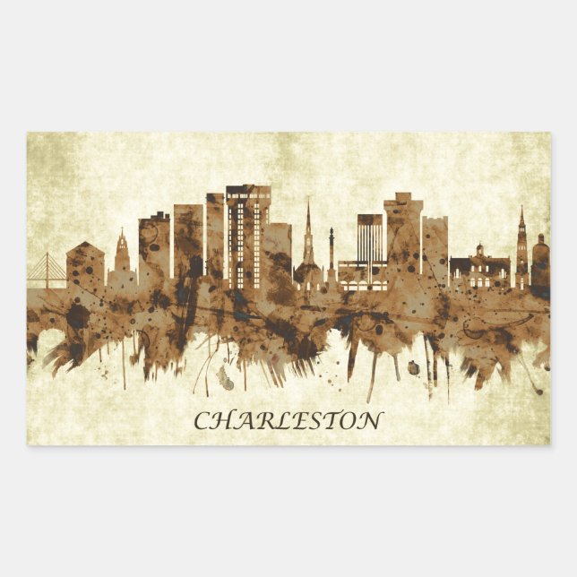 Sticker Rectangulaire Charleston Caroline du Sud (Devant)