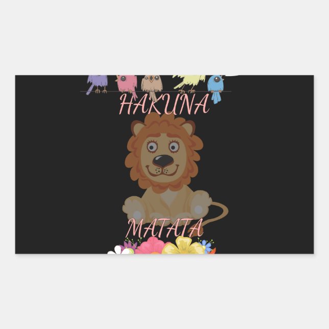 Sticker Rectangulaire Charmant "Flora and Fauna Hakuna Matata" Lion bébé (Devant)