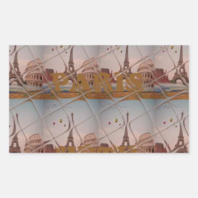Sticker Rectangulaire Charme De Paris Avec Amour J'aime Paris Design (Devant)