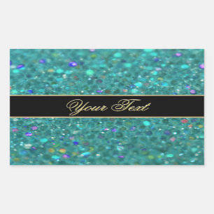 Sticker Rectangulaire Charme de parties scintillantes de turquoise