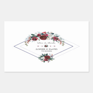 Sticker Rectangulaire Charme Géométrique Bourgogne Floral Pine Mariage