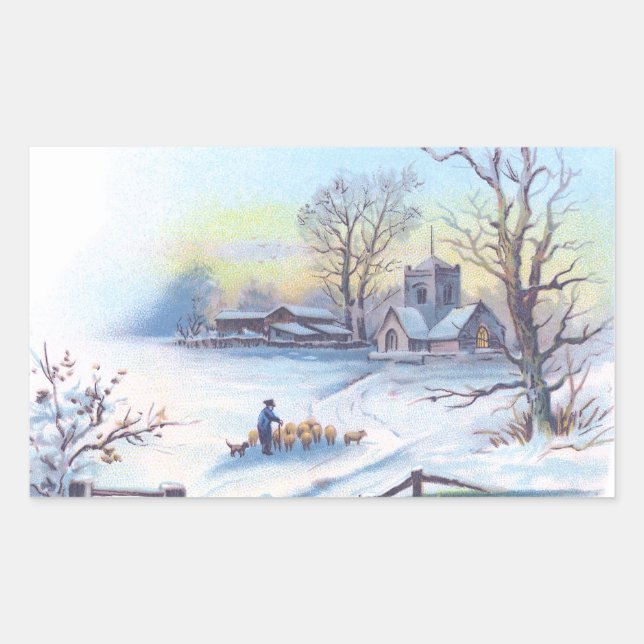 Sticker Rectangulaire Charming Winter Scène 2 (Devant)