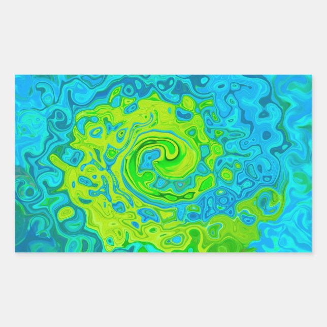 Sticker Rectangulaire Chartreuse Groovy et Tourbillon de Liquide Aquamar (Devant)