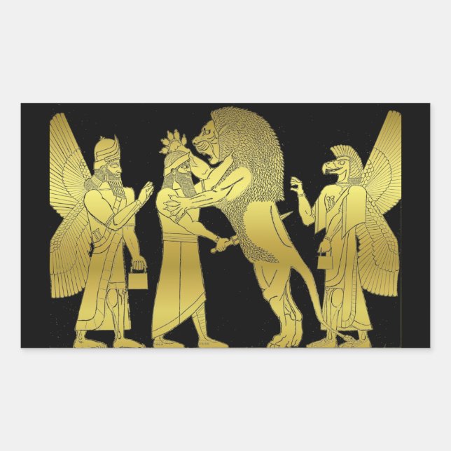 Sticker Rectangulaire Chasse au lion (Devant)