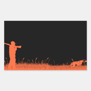 Sticker Rectangulaire Chasse aux chiens Graphic Orange Pointing Chasseur