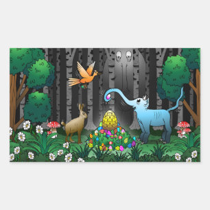 Sticker Rectangulaire Chasse aux œufs de Pâques