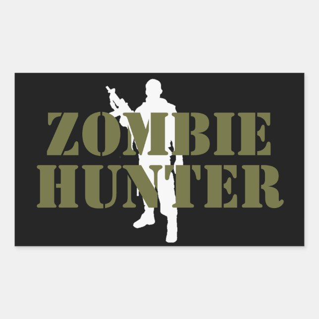 STICKER RECTANGULAIRE CHASSEUR DE ZOMBIE- ZOMBIE (Devant)