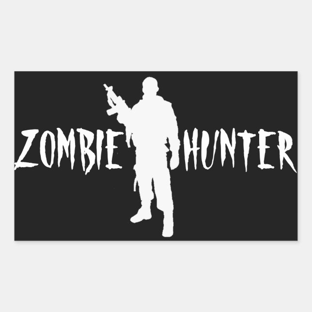 Sticker Rectangulaire CHASSEUR DE ZOMBIES -Autocollant (Devant)