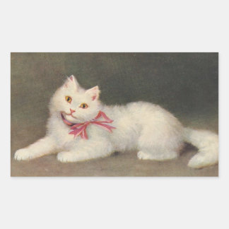 Sticker Rectangulaire Chat blanc vintage par Sophie Sperlich Sticsheet