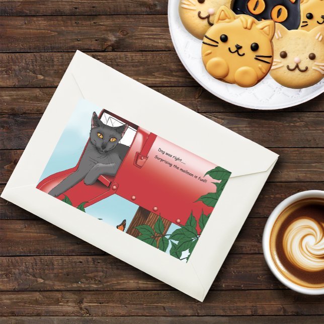 Sticker Rectangulaire Chat boîte de courrier rouge (Créateur téléchargé)