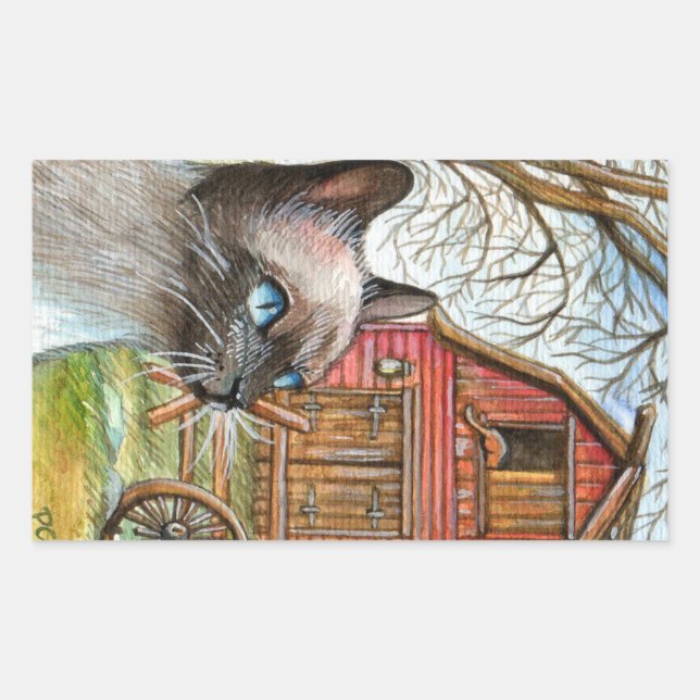 Sticker Rectangulaire Chat devant la Maison des Granges (Devant)