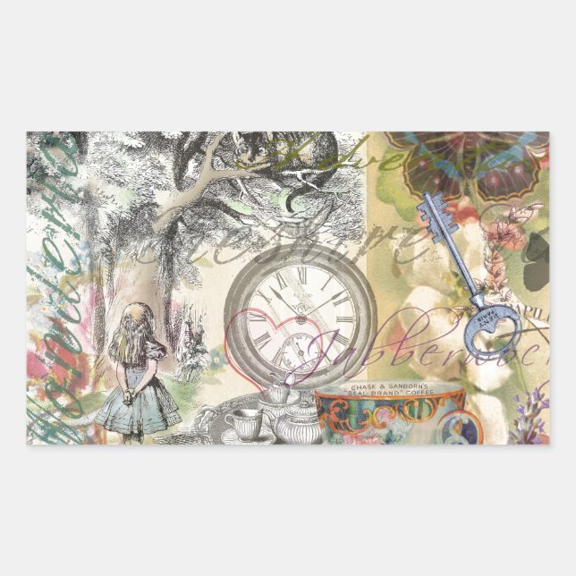 Sticker Rectangulaire Chat du Cheshire Alice au Pays des Merveilles Clas (Devant)