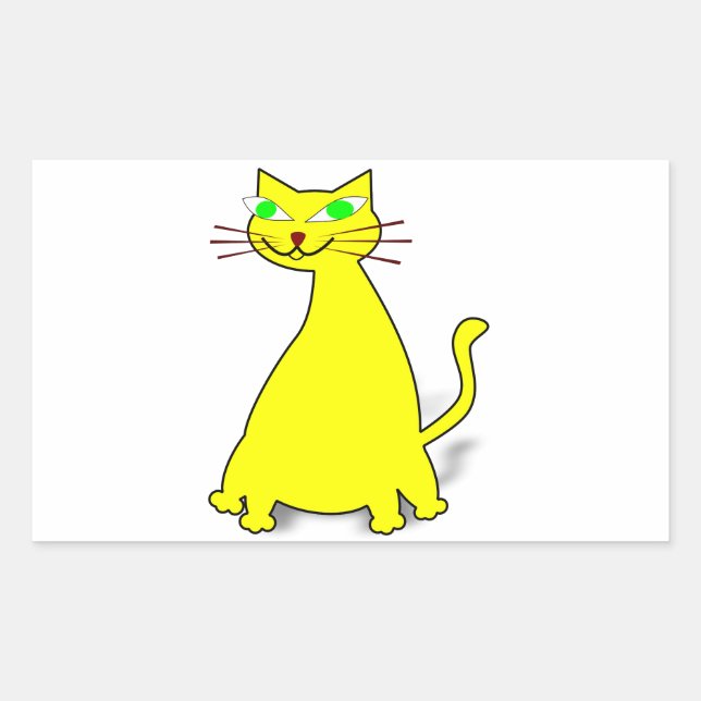 Sticker Rectangulaire Chat gras jaune (Devant)