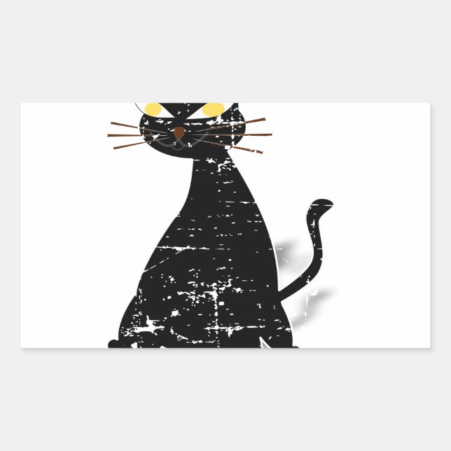 Sticker Rectangulaire Chat gras noir désossé (Devant)
