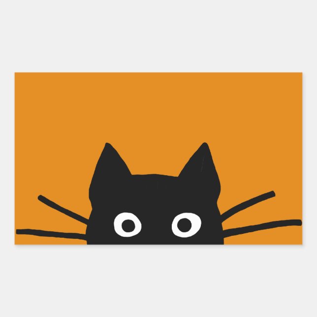 Sticker Rectangulaire Chat noir drôle (Devant)