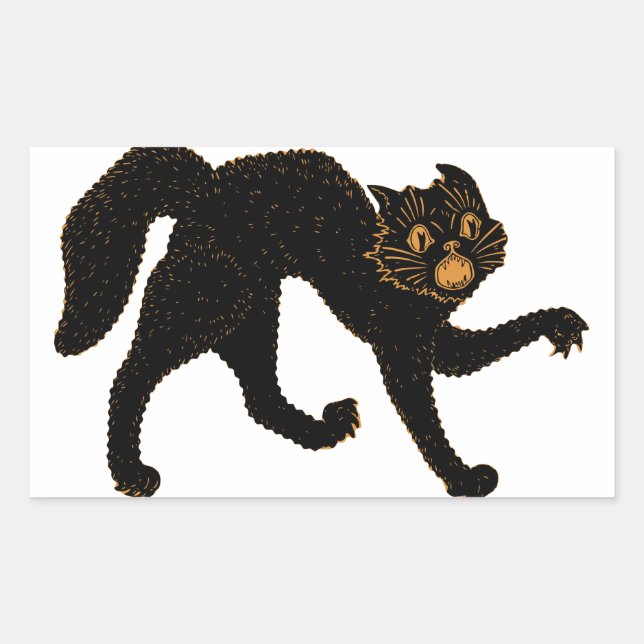 Sticker Rectangulaire Chat noir effrayant 1920 (Devant)