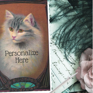 Sticker Rectangulaire chat vintage illustration art nouveau élégant