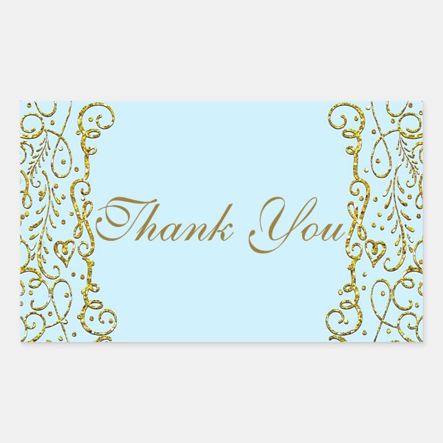 Sticker Rectangulaire Château en or bleu clair FÊTE D'ANNIVERSAIRE de pr (Devant)