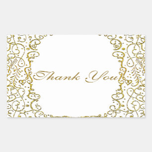 Sticker Rectangulaire Château Royal en Or Blanc Conte de Fées Princesse