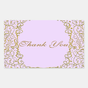 Sticker Rectangulaire Château Royal Violet Lavande Or FÊTE DE PRINCESSE