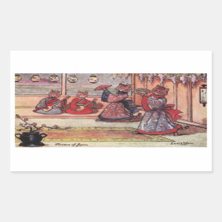 Sticker Rectangulaire Chats en Kimonos Vintage Louis Wain