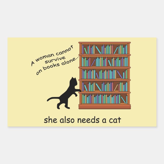 Sticker Rectangulaire Chats et livres (Devant)