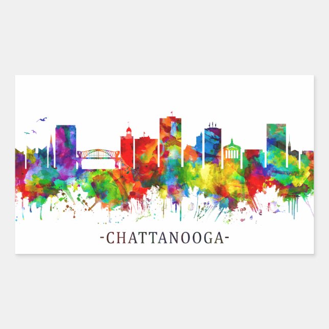 Sticker Rectangulaire Chattanooga Tennessee Skyline (Devant)