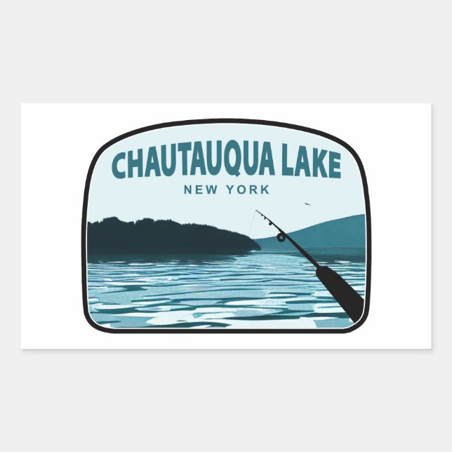Sticker Rectangulaire Chautauqua Lake New York Fishing Rod (Devant)