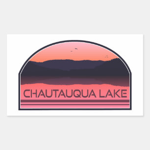 Sticker Rectangulaire Chautauqua Lake New York Red Sunrise