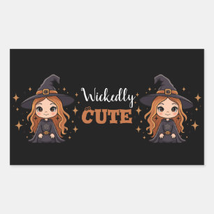 Sticker Rectangulaire Chauve sorcière d'Halloween   Éffrayant adorable