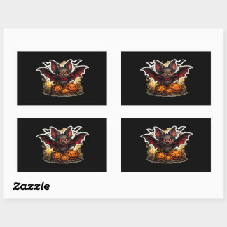 Sticker Rectangulaire 🦇🎃 Chauve-souris et citrouille effrayants – Nuit