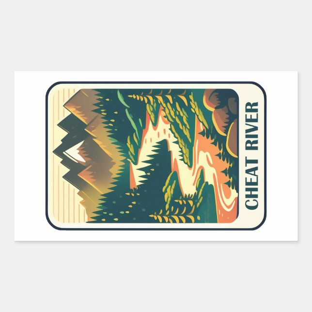 Sticker Rectangulaire Cheat River West Virginia Colors (Devant)