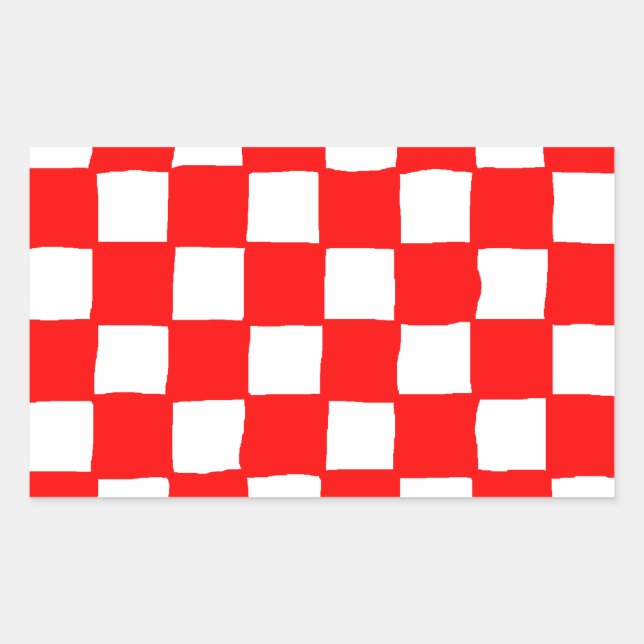 Sticker Rectangulaire checkered pattern (red) (Devant)