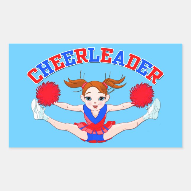 Sticker Rectangulaire Cheerleaders, Pom-pom girl volant (Devant)