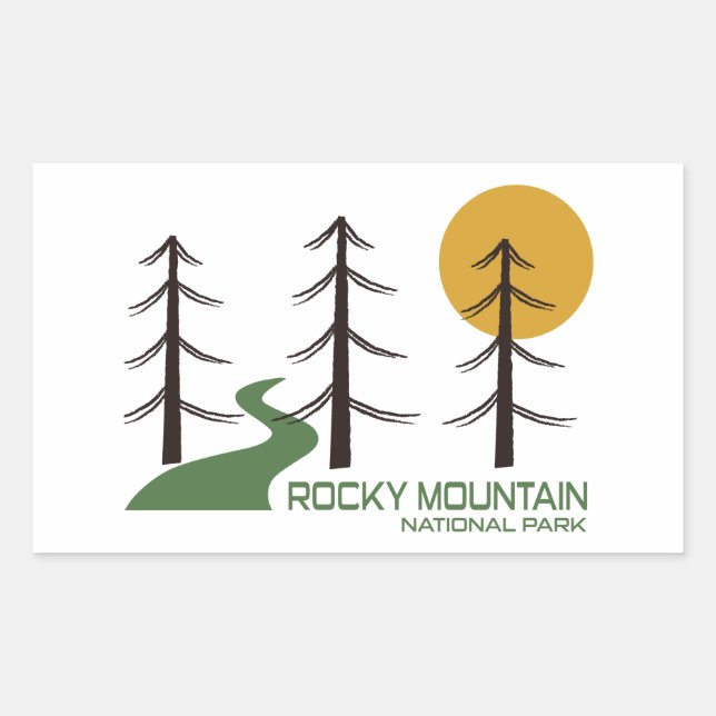 Sticker Rectangulaire Chemin du parc national Rocky Mountain (Devant)