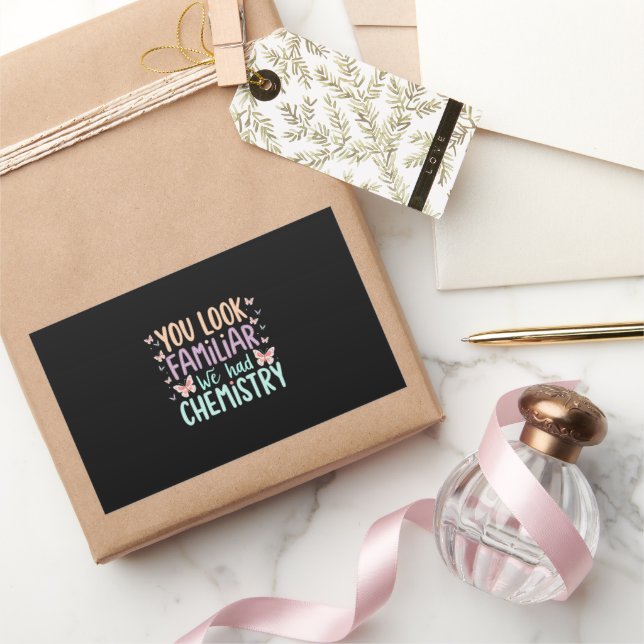 Sticker Rectangulaire Chemistry Pick Up Line | Butterfly Science Pun  (Cadeaux)