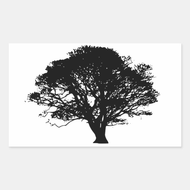 Sticker Rectangulaire Chêne noir gothique Silhouette Art Dessin (Devant)
