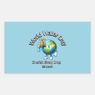 Sticker Rectangulaire Cherchez Chaque Bouchon. Journée mondiale de l'eau