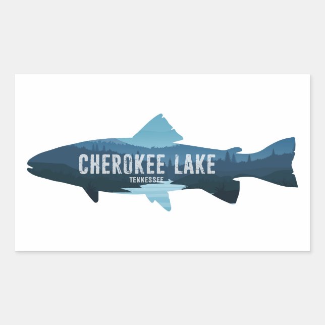 Sticker Rectangulaire Cherokee Lake Tennessee Fish (Devant)