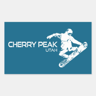 Sticker Rectangulaire Cherry Peak Resort Utah Snowboarder