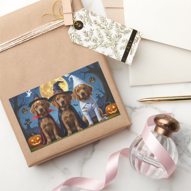 Sticker Rectangulaire Chesapeake Bay Terrier Citrouille Halloween Funny (Cadeaux)