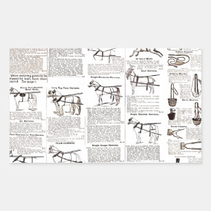 Sticker Rectangulaire Cheval Antique Publicité Journal Art