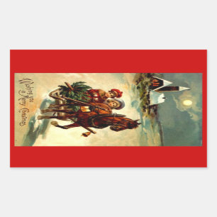 Sticker Rectangulaire Cheval antique Sleigh ouvert du GR un de Noël